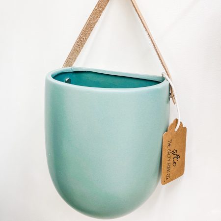 Ceramic Wall Pocket with Leather Detail