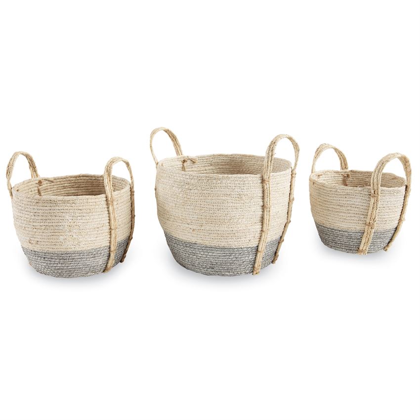 White & Gray Seagrass Baskets - Large - The Market